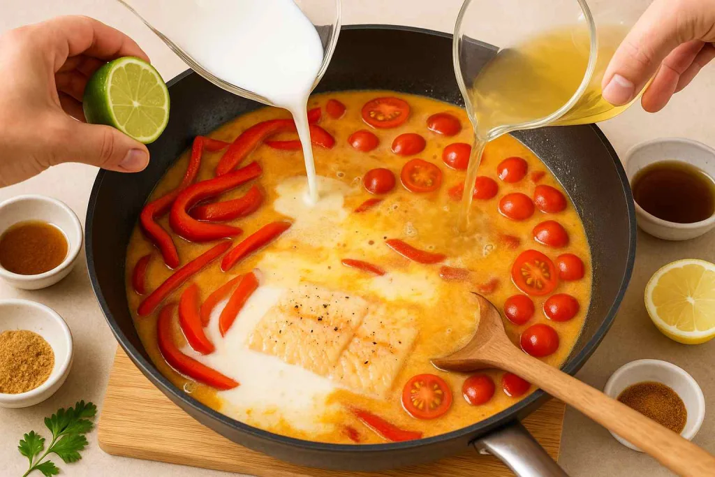 Add Coconut Milk, Broth, and Tomatoes