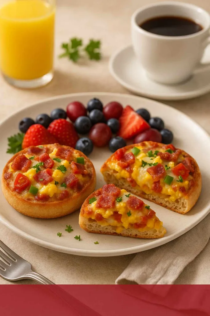 English Muffin Breakfast Pizza Serving