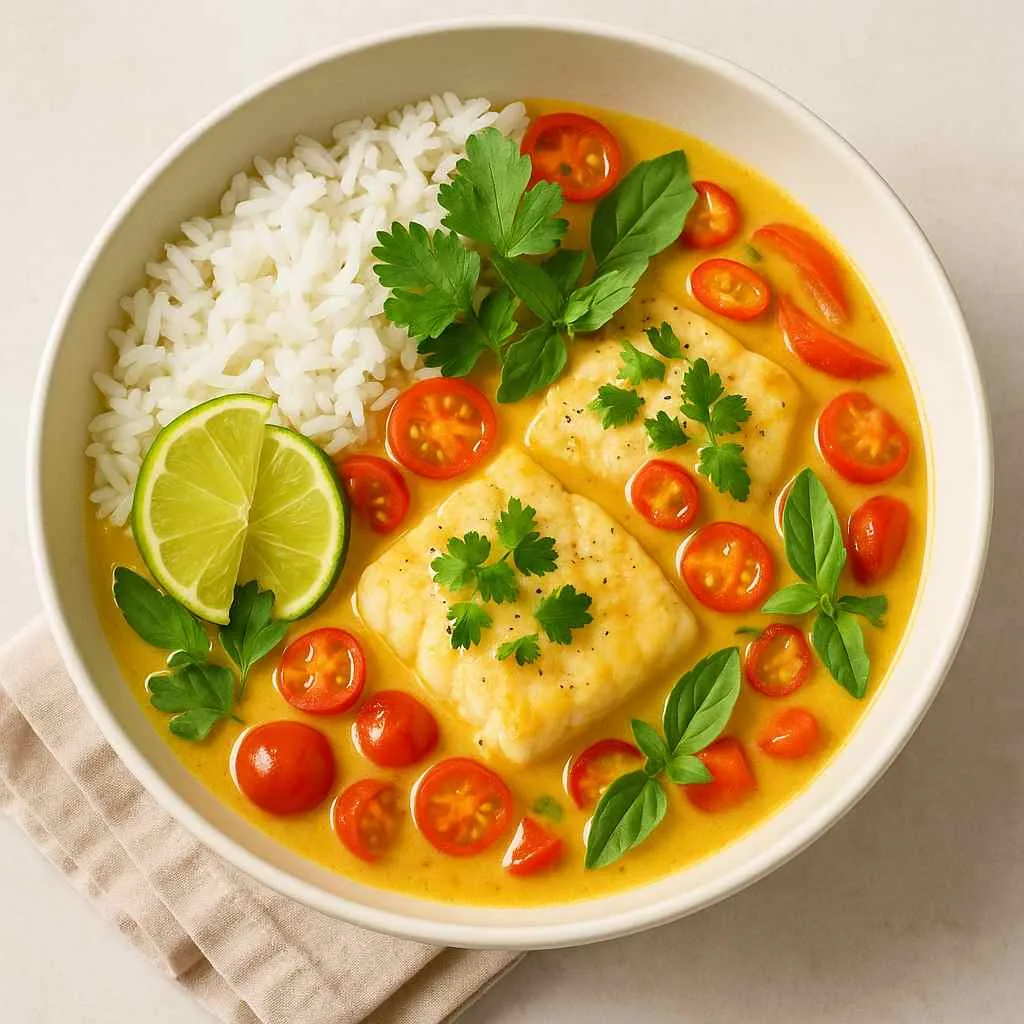 Finish and Garnish of curry cod