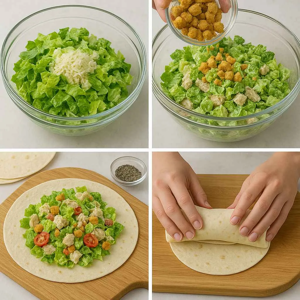 How To make Chicken Caesar Salad Wraps