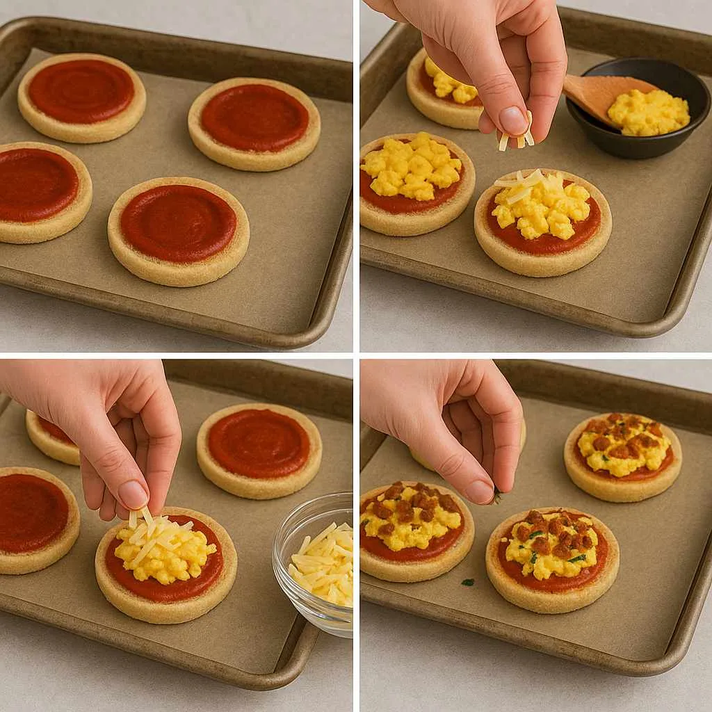 Instructions of English Muffin Breakfast Pizza