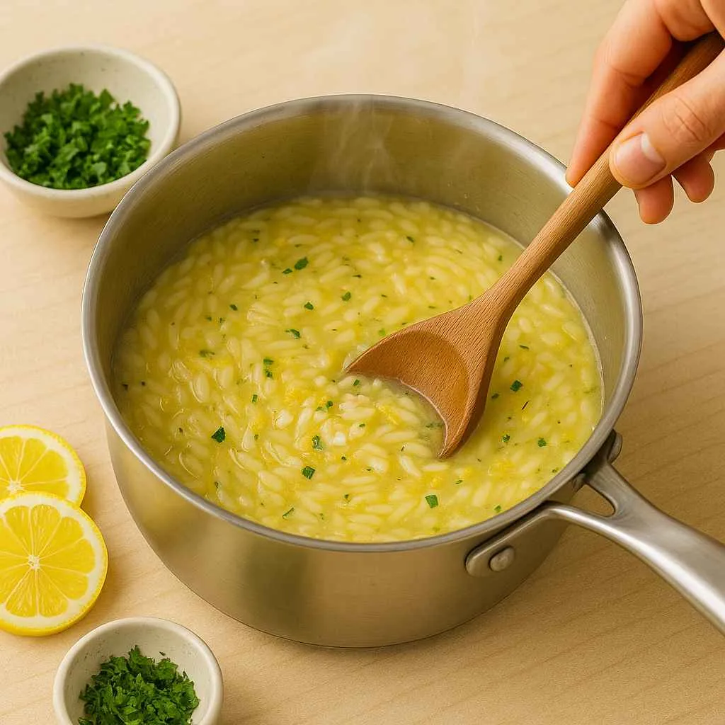 Making the Zesty Lemon Orzo