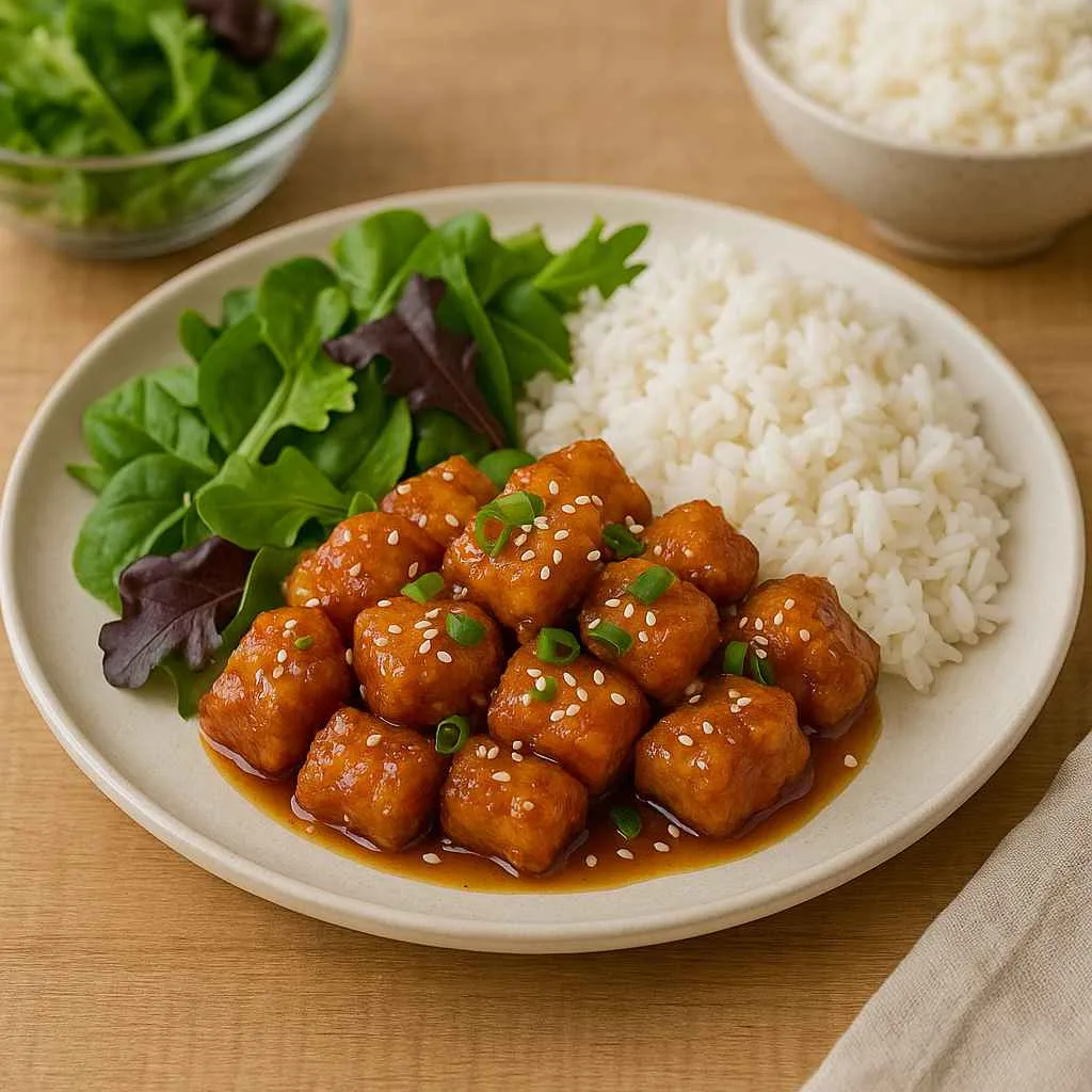 Sticky Honey Garlic Chicken Bites Serving