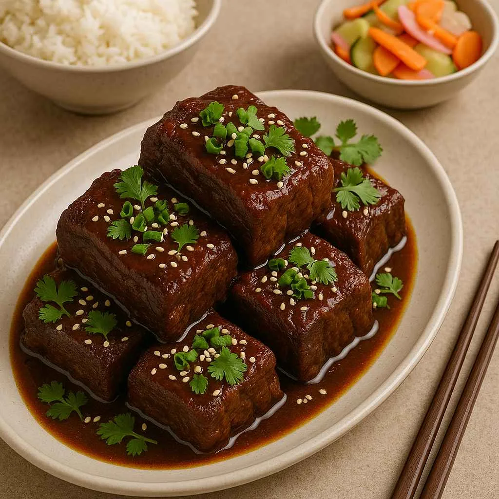 Serving Caramelized, Slow-Braised Asian Beef Short Ribs