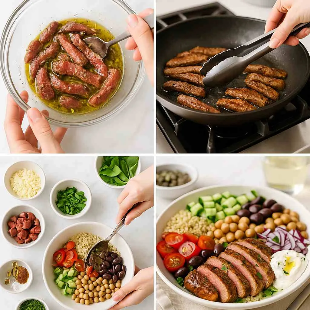 How To Make a Healthy Mediterranean Steak Bowl