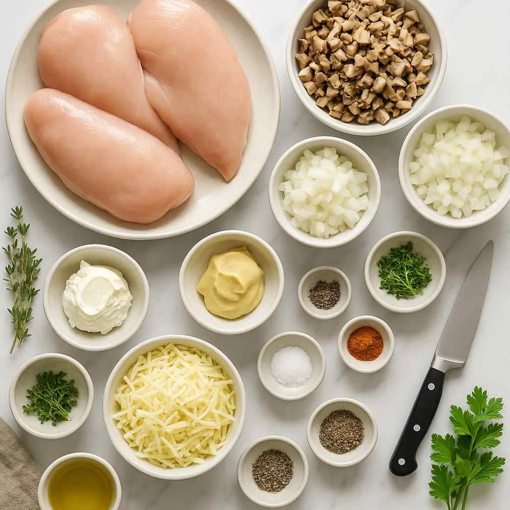 Ingredients of Mushroom Stuffed Chicken Breast