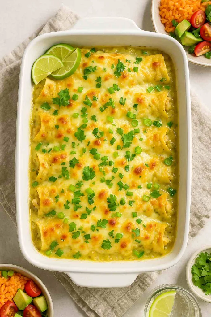 Overview of Green Chile Chicken Enchiladas