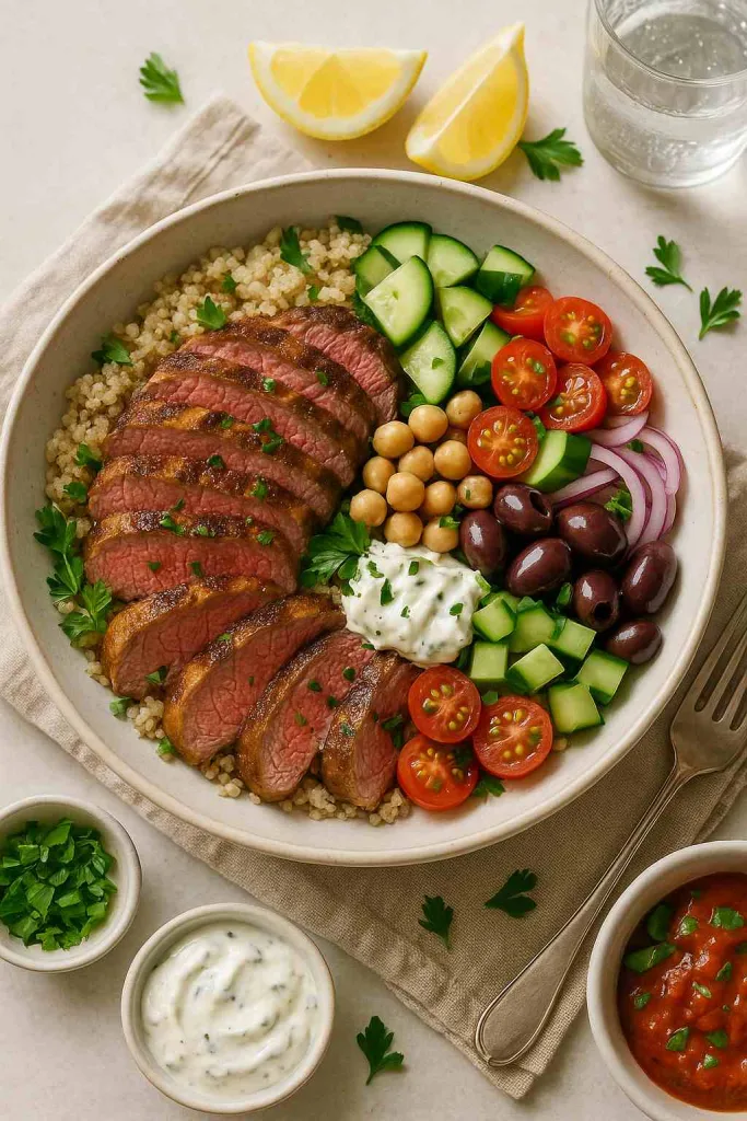 Overview of Healthy Mediterranean Steak Bowl