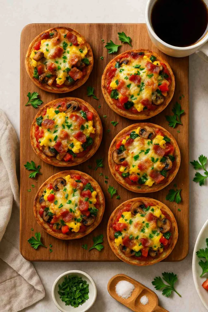 Overview of Homemade English Muffin Breakfast Pizza