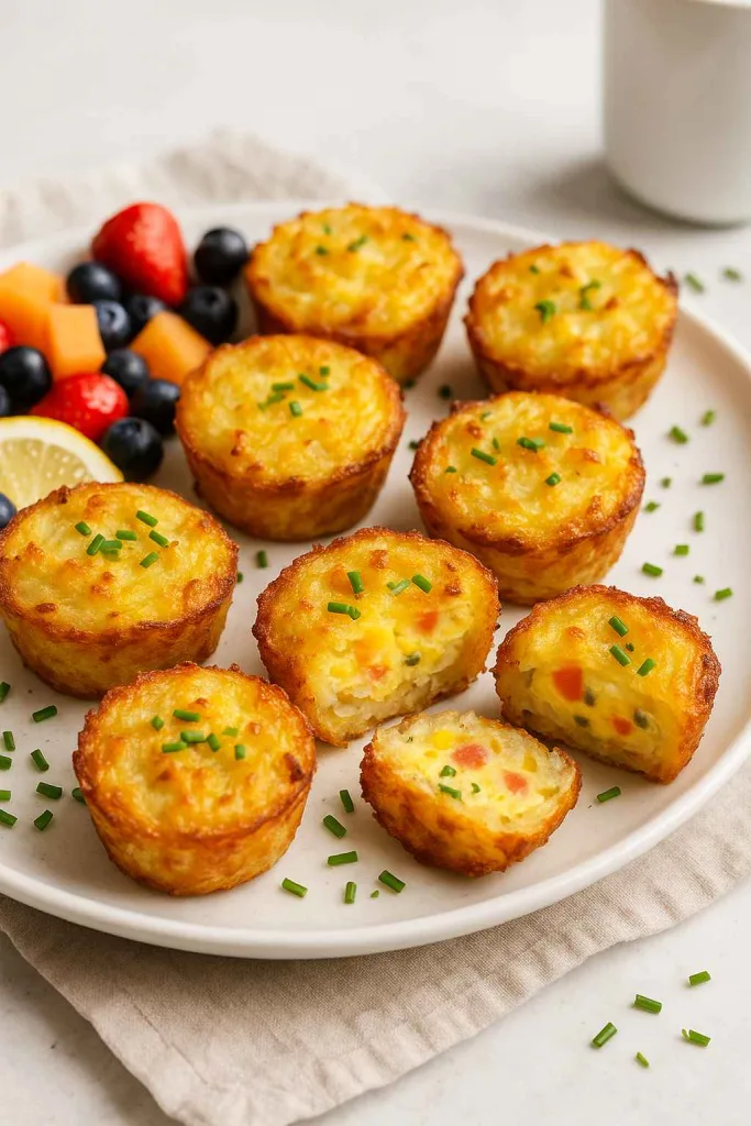 Serving of Fluffy Egg Stuffed Hash Brown Muffins