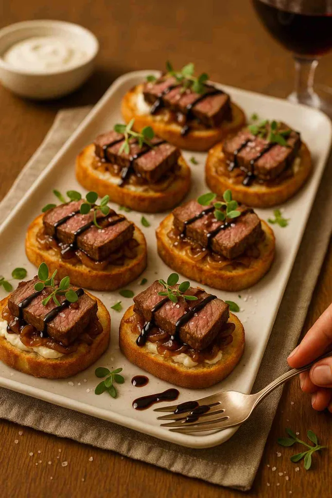 Serving of Steak Crostini