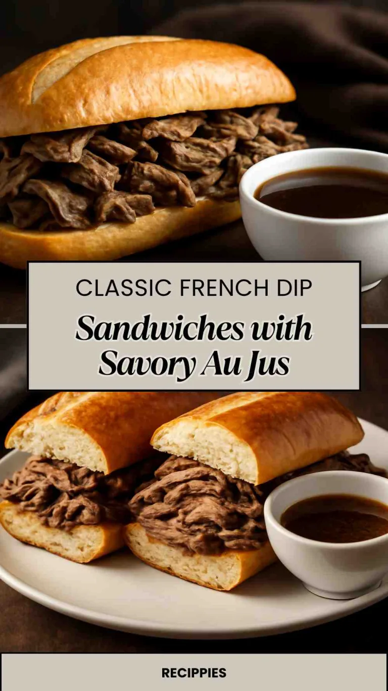 Classic French Dip Sandwiches with Savory Au Jus