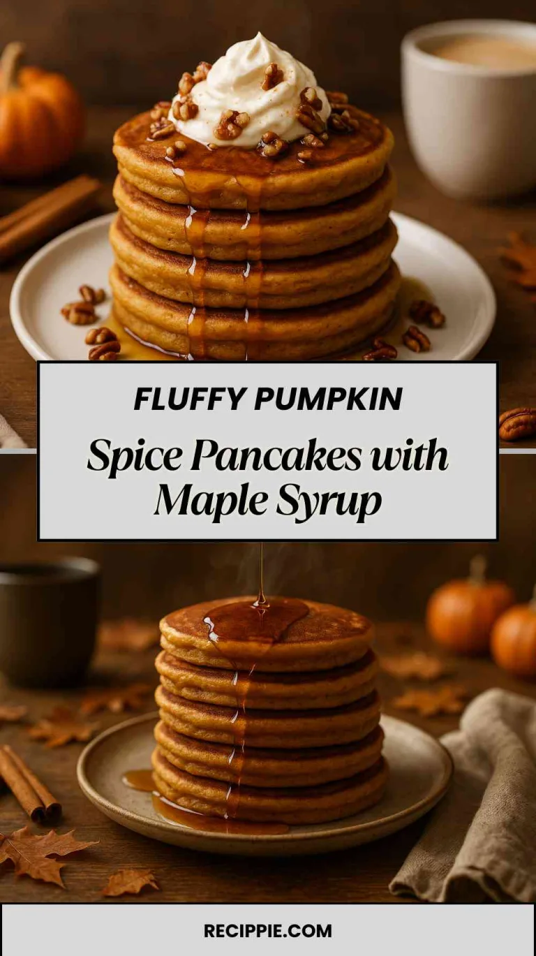 Fluffy Pumpkin Spice Pancakes with Maple Syrup