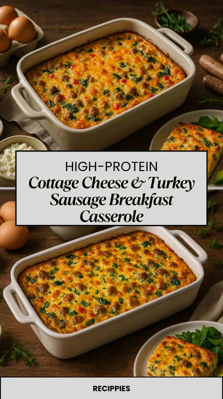 High-Protein Cottage Cheese & Turkey Sausage Breakfast Casserole