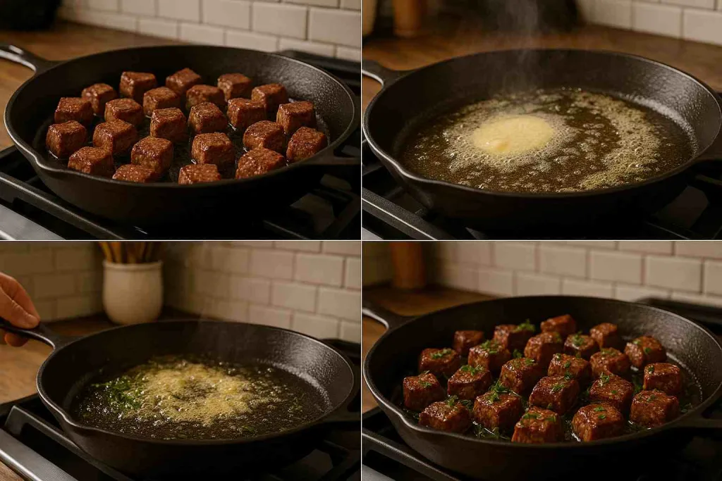 How to Make Garlic Butter Herb Steak Bites 