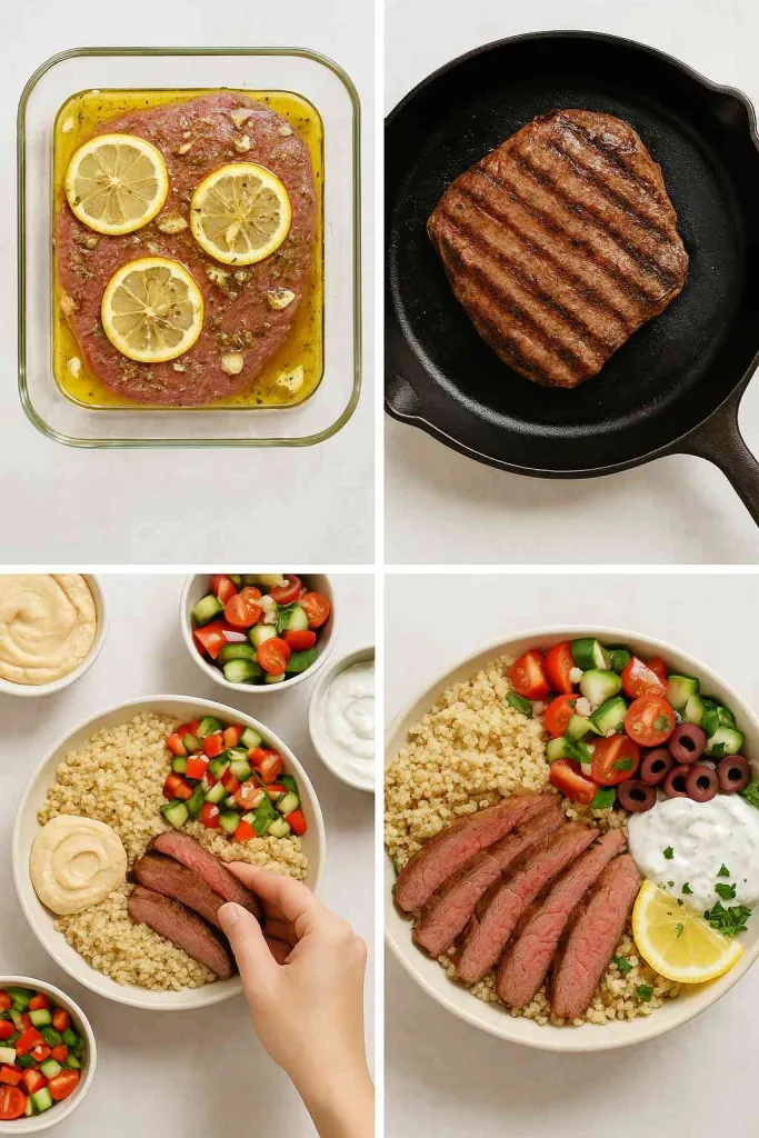 How to Make Healthy Mediterranean Steak Bowl