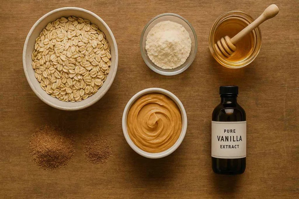 Ingredients Flat Lay – High Protein Energy Bites