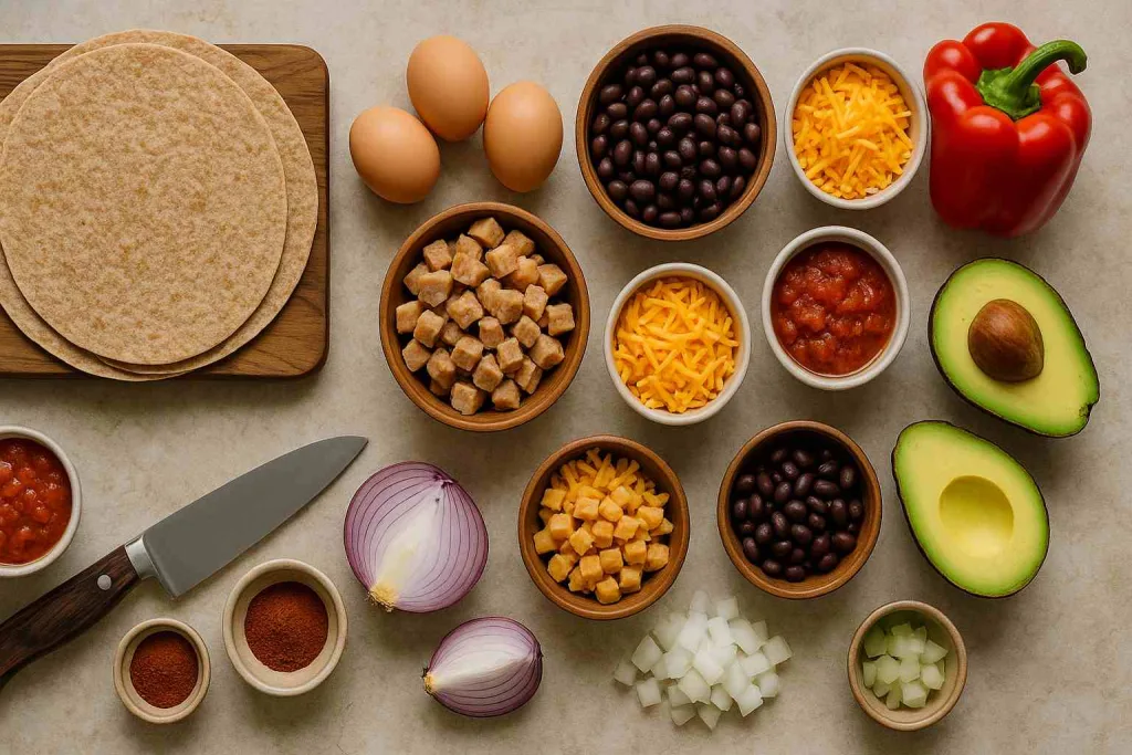 Ingredients for High Protein Breakfast Burritos