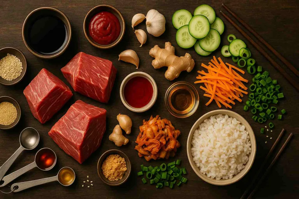 Ingredients for Korean BBQ Brisket Bowl