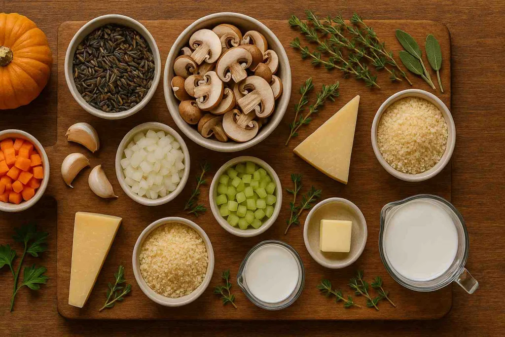 Ingredients for Mushroom and Wild Rice Casserole