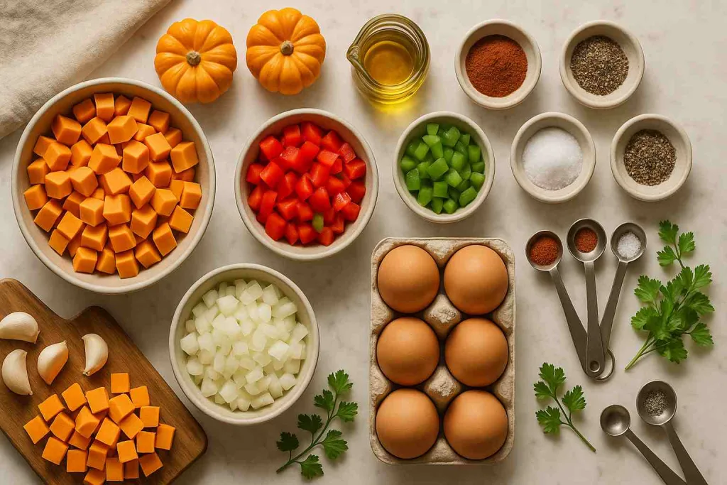 Ingredients for Sweet Potato Breakfast Hash with Eggs