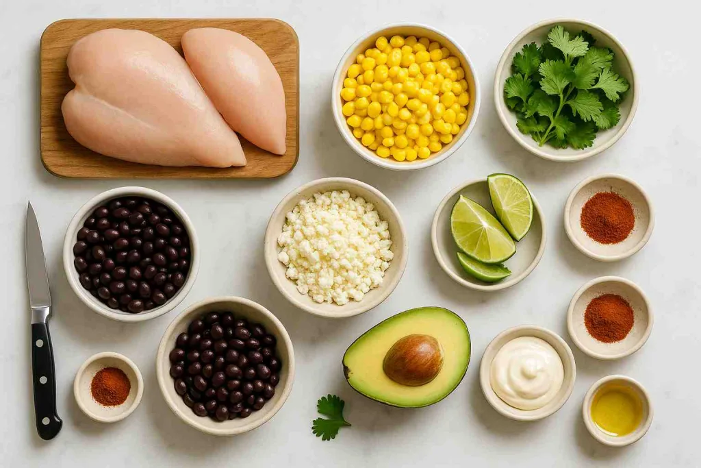 Ingredients for the Street Corn Chicken Bowl