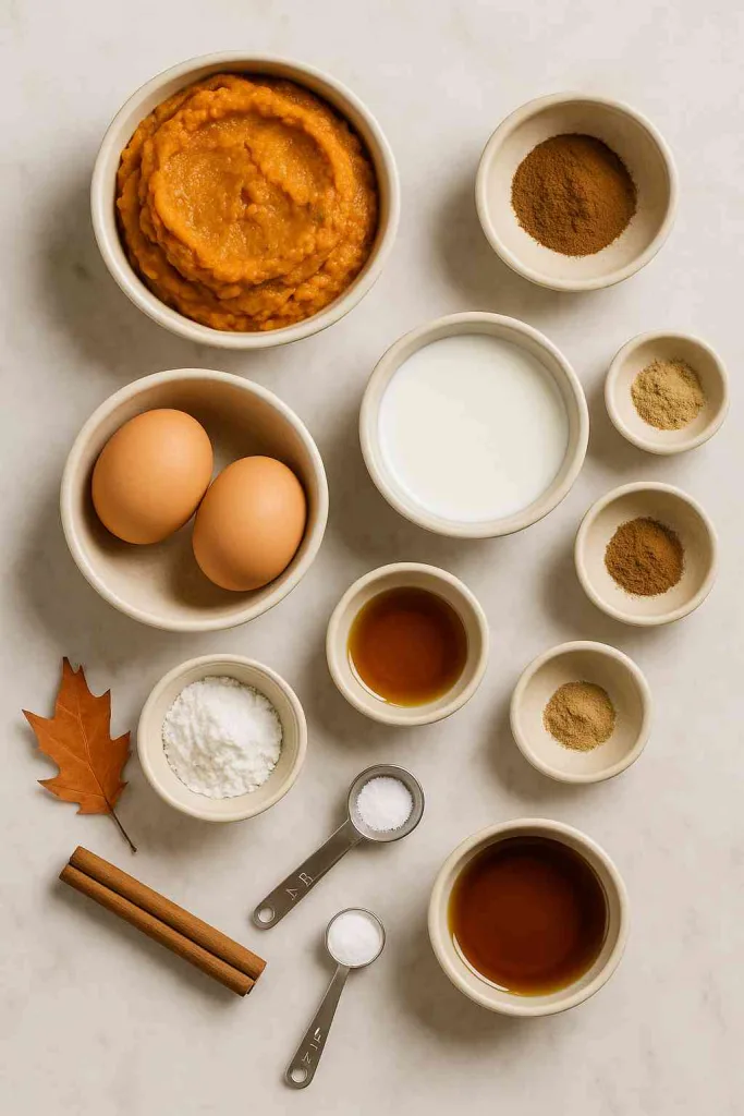 Ingredients of Crustless Pumpkin Pie