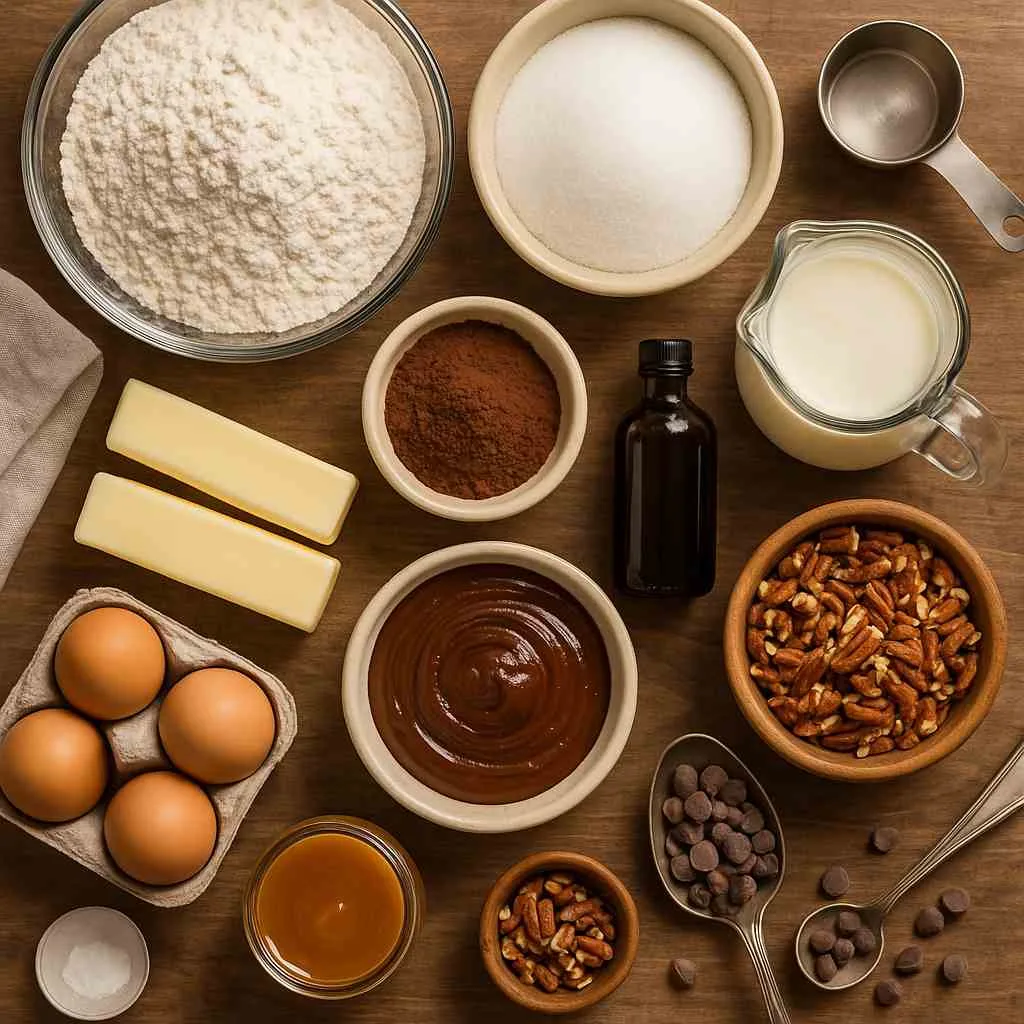 Ingredients of Turtle Texas Sheet Cake