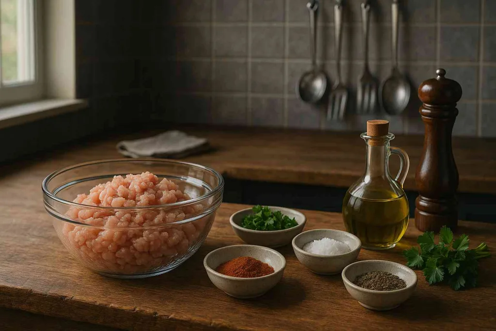 Ingredients of Juicy Chicken Breakfast Sausages