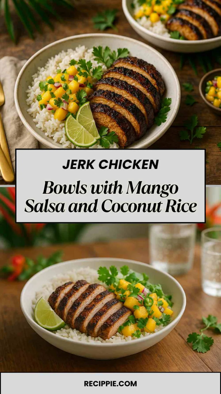 Jerk Chicken Bowls with Mango Salsa and Coconut Rice