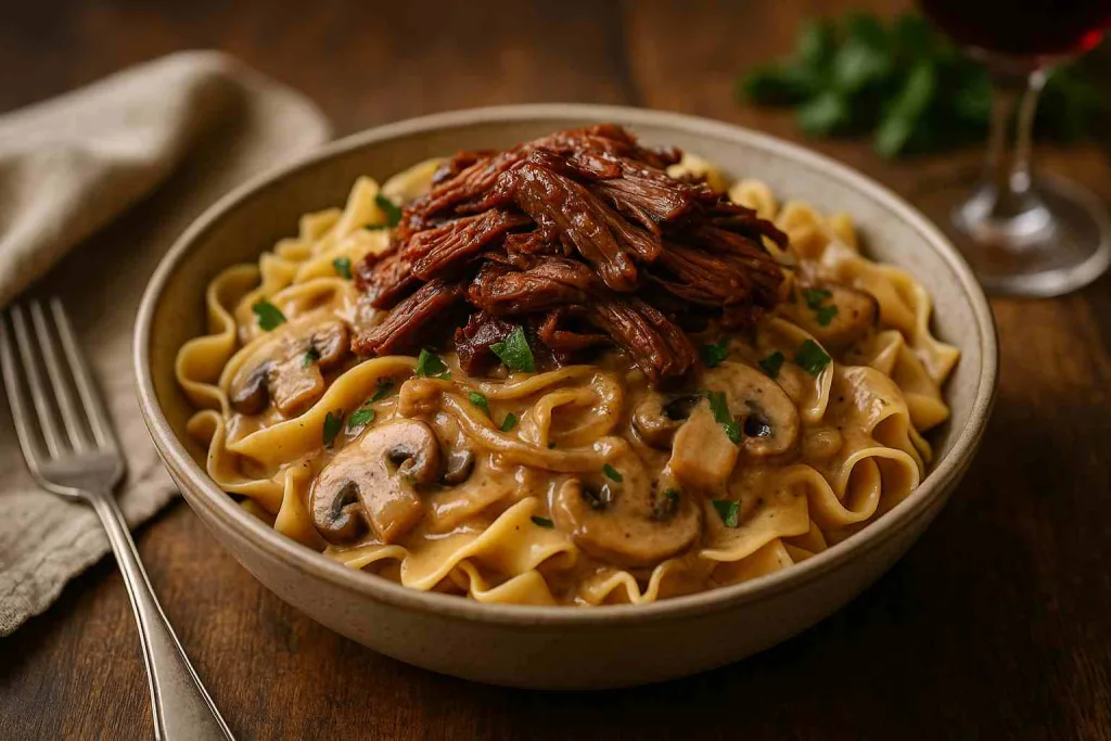 Overview of Brisket and Mushroom Stroganoff