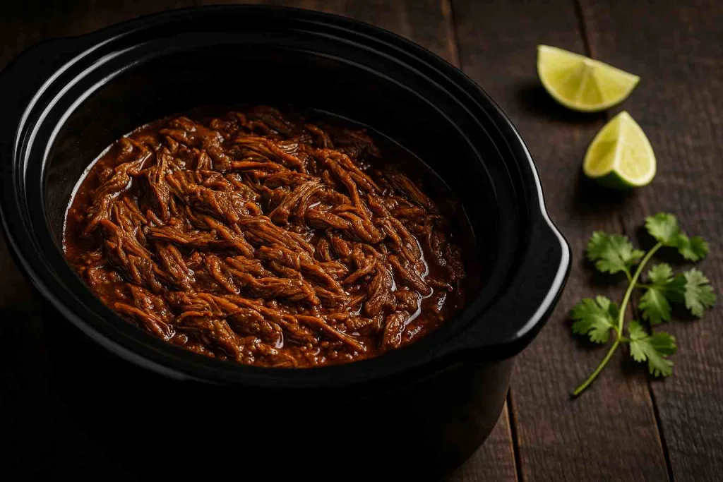 Overview of Mexican Barbacoa Cooked in a Crockpot