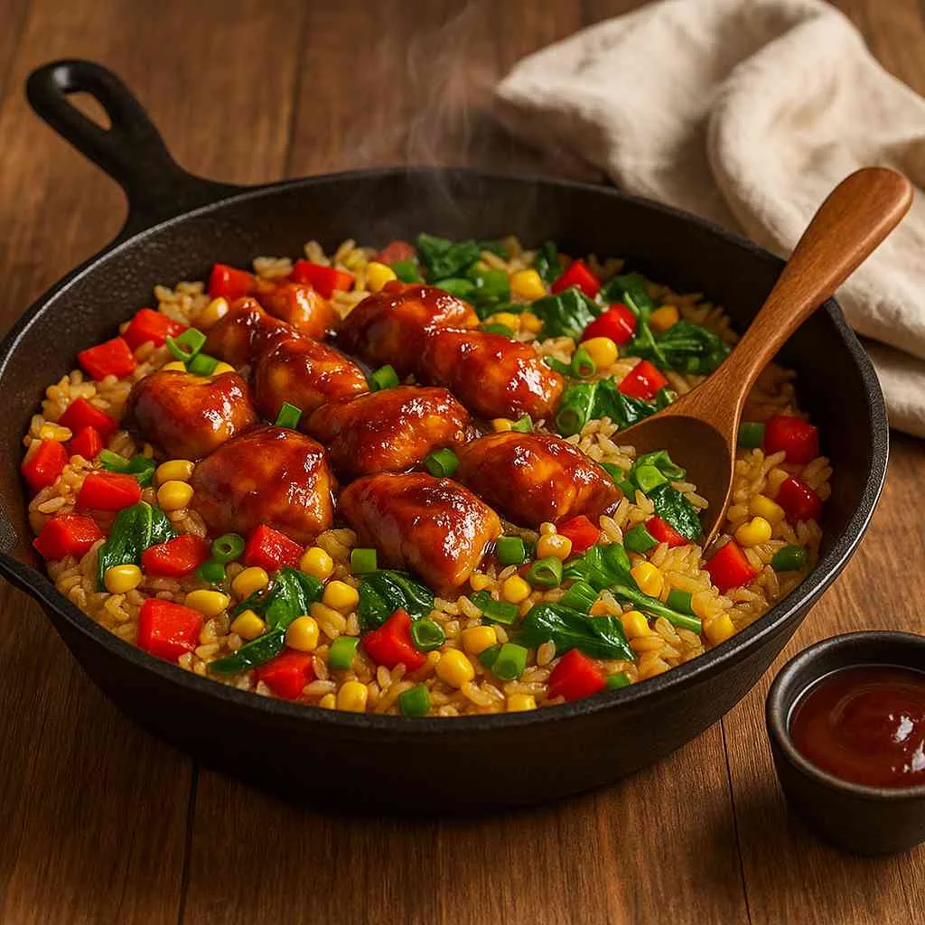 Overview of One-Pan Bold Honey BBQ Chicken Rice