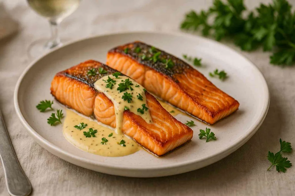 Overview of Salmon with Creamy Dijon Sauce