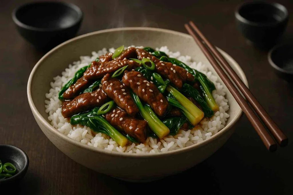 Serving of Bok Choy Stir-Fried Beef