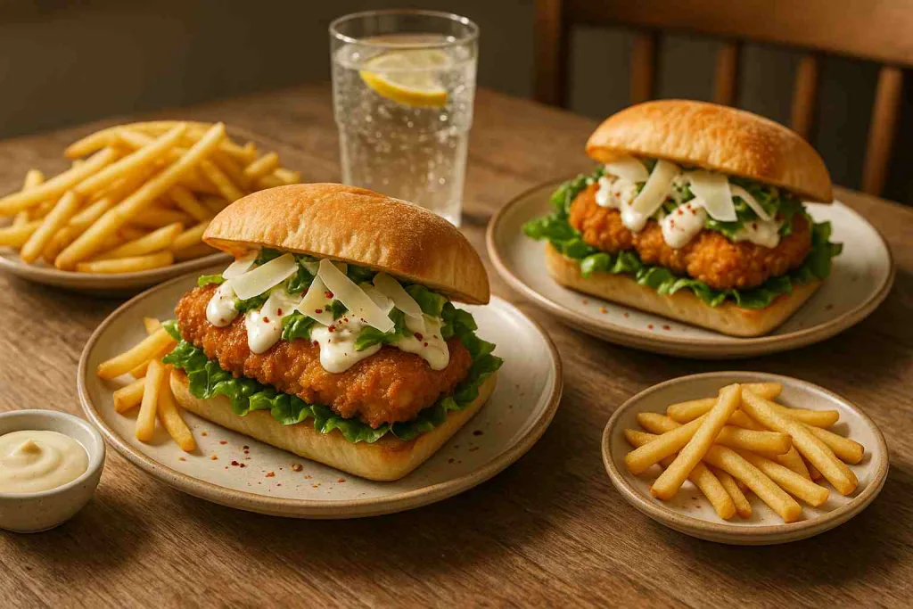 Serving of Crispy Chicken Caesar Sandwich