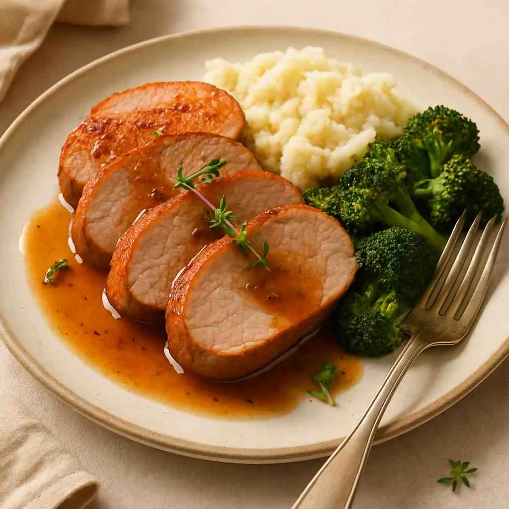 Serving of Crockpot Pork Tenderloin