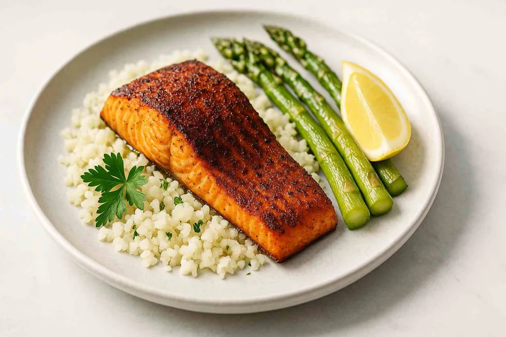 Serving of Healthy Blackened Salmon