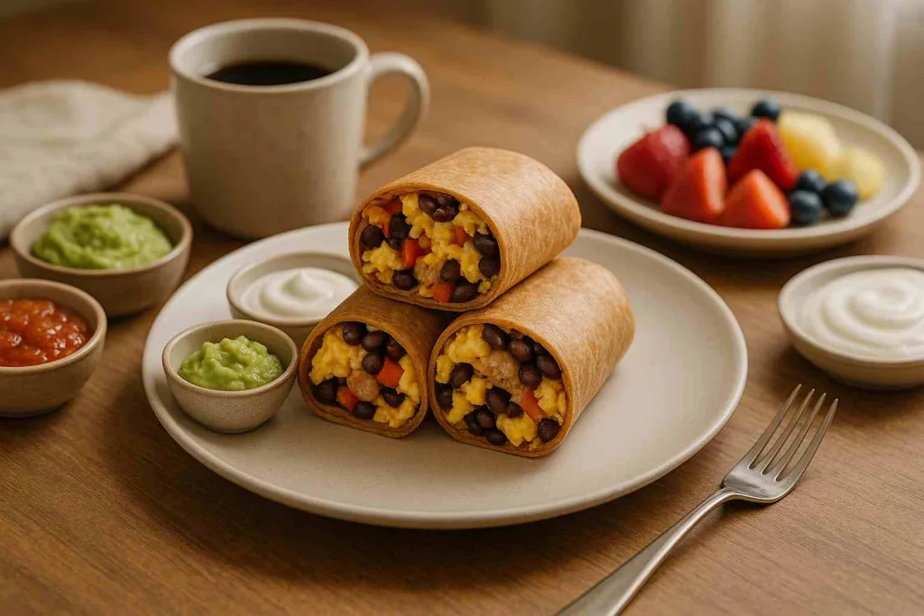 Serving of High Protein Breakfast Burritos