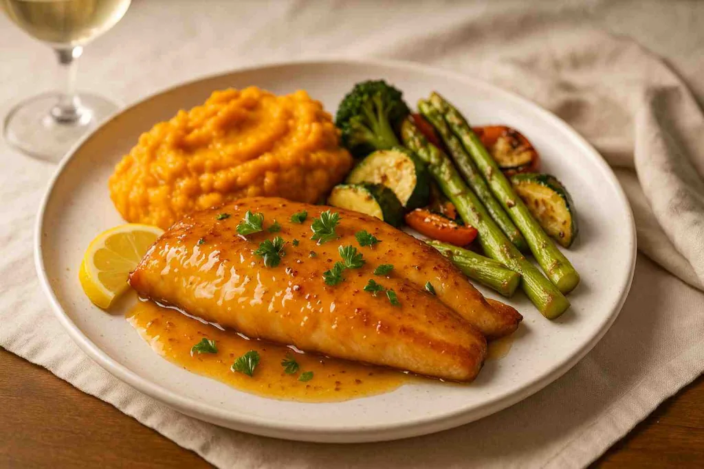 Serving of Honey Glazed Walleye 