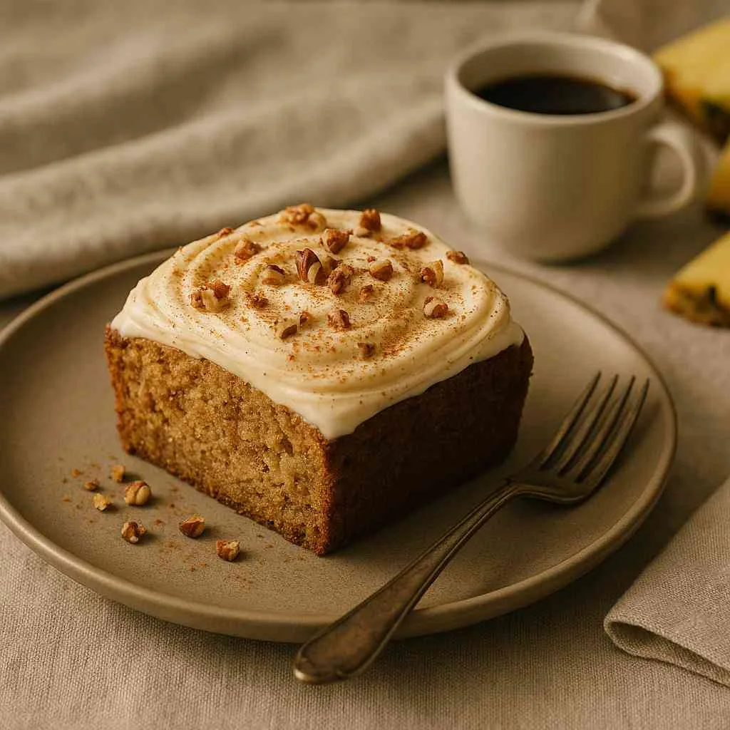 Serving of Hummingbird Bread with Cinnamon Cream Cheese