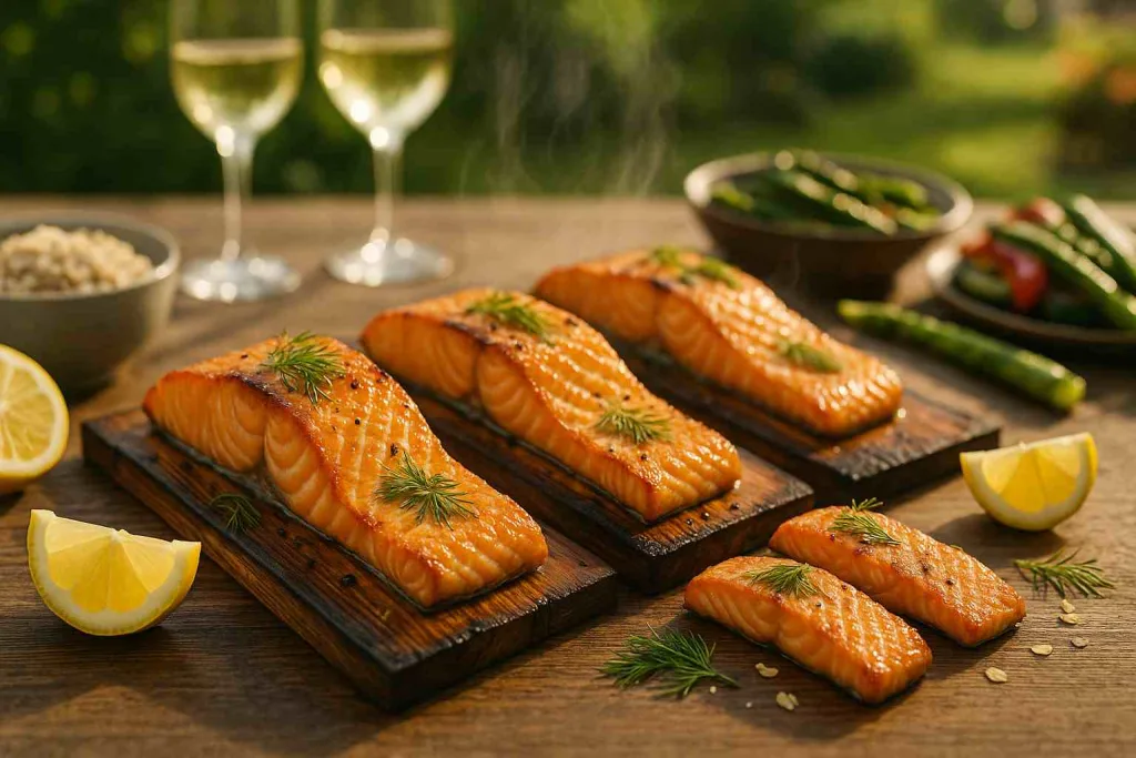 Serving of Irresistible Cedar Plank Salmon 