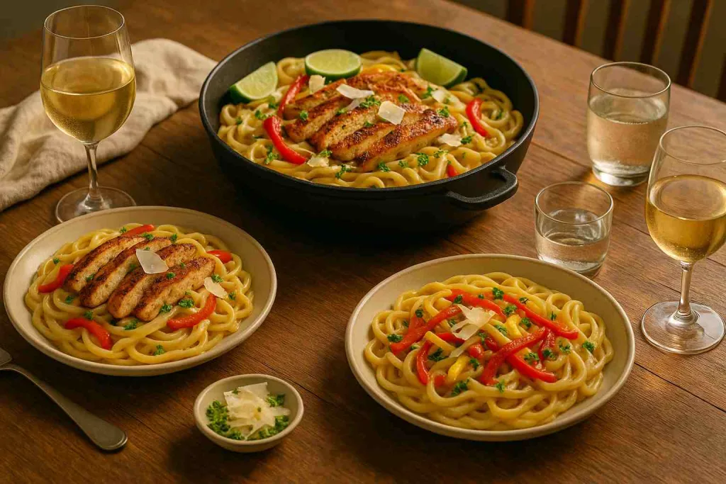 Serving of Jerk Chicken Pasta