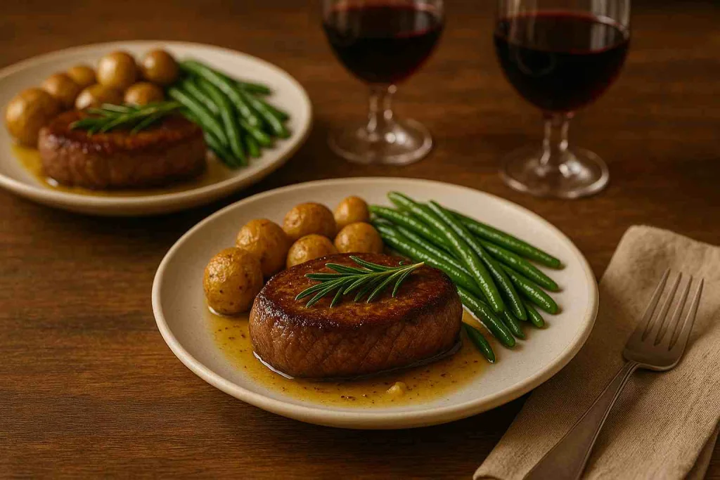 Serving of Lamb Steaks with Rosemary and Garlic Butter