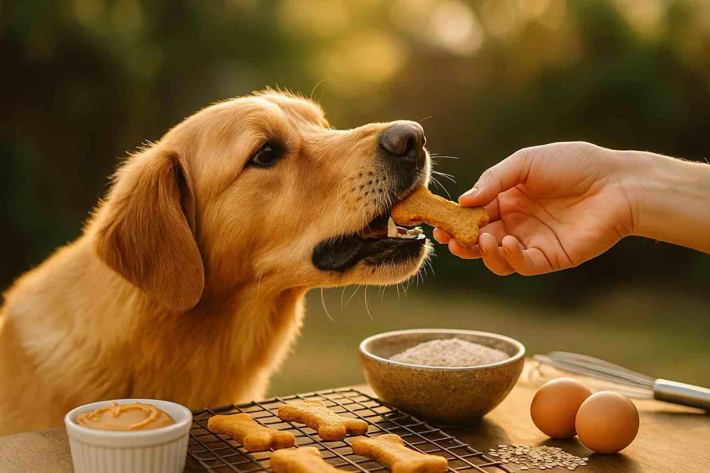 Serving of Peanut Butter Chicken Broth Dog Treats