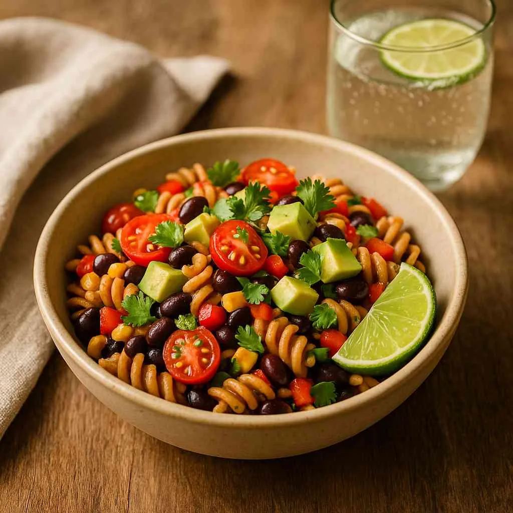 Serving of Southwest Black Bean Pasta Salad