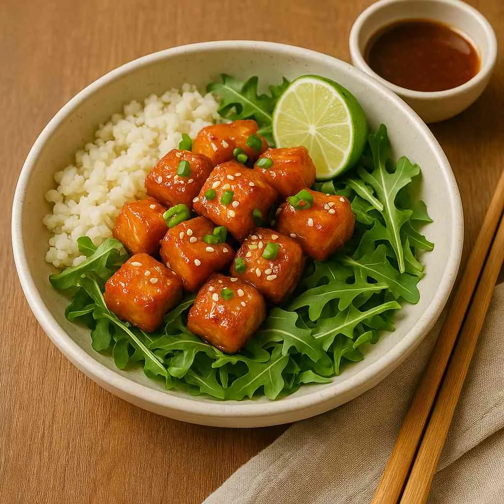Serving of Sweet & Spicy Crispy Salmon Nuggets
