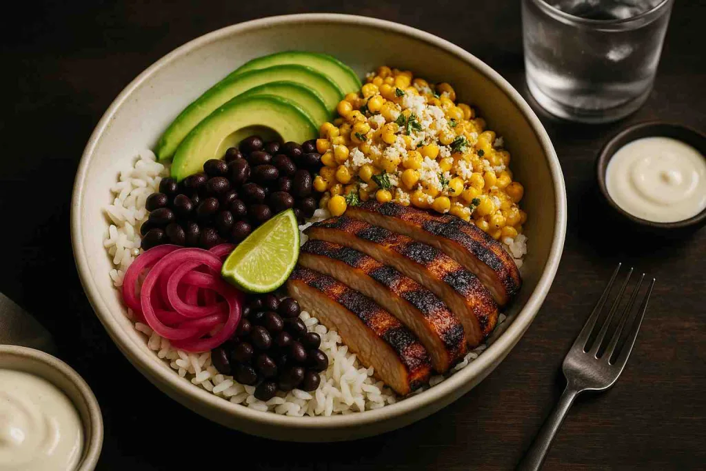 Serving of the Street Corn Chicken Bowl
