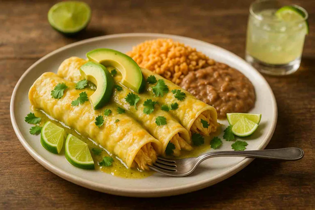 Serving with Shredded Chicken Enchiladas