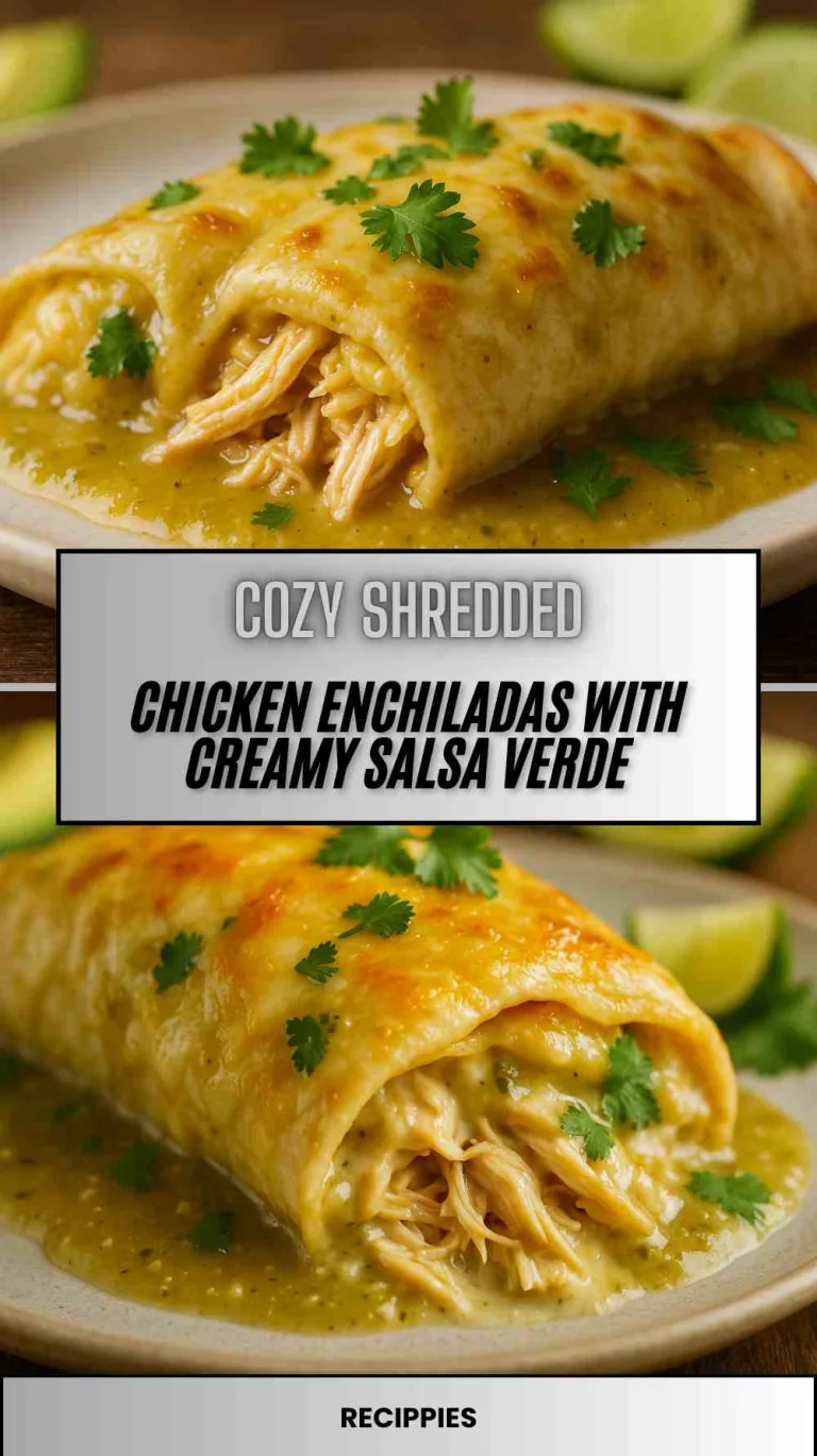 Shredded Chicken Enchiladas with Creamy Salsa Verde
